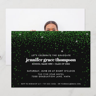 Konfetti Glitter Grün Schwarz Foto Abschlussfeier Einladung