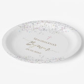 Konfetti Glitzer Design Taufe Pappteller (Schrägansicht)