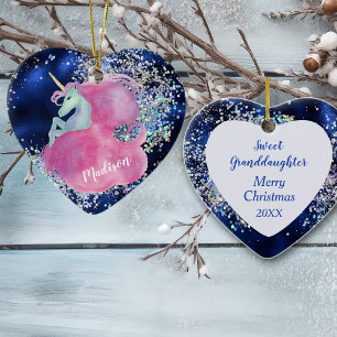 Konfetti-Himmel Rosa Einhorn Enkelin Keramik Ornament