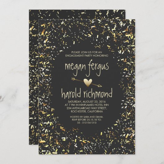 Konfetti-Konfetti Einladung (Vorne/Hinten)