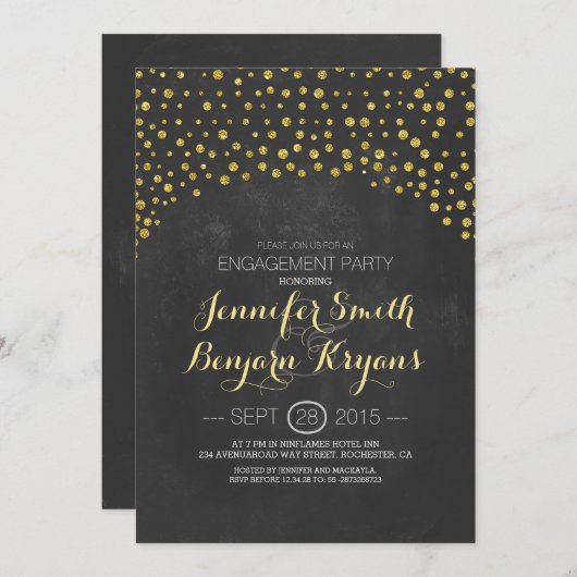 Konfetti-Konfetti-Glitzer Einladung (Vorne/Hinten)