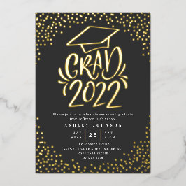 Konfetti mit Aufschrift Abschluss 2022 Abiturparty Folieneinladung