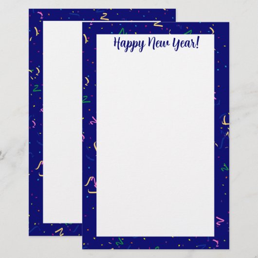 Konfetti mit Frohem Neues Jahr Briefpapier (Vorne/Hinten)