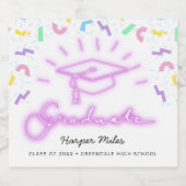 Konfetti-Pink-Neon-Abschluss der 1980er Jahre Schaumweinetikett (Einzelnes Label)