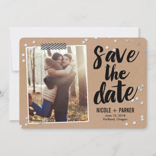 Konfetti Save The Date Karte (Vorderseite)