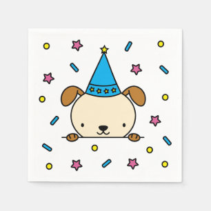 Konfetti-Sprinkle-Geburtstagsfeier-Hunde-Illustrat Serviette