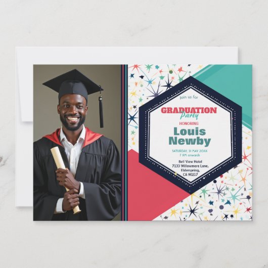 🎓Konfettiregen Einzelbild Einladung (Vorderseite)