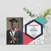 🎓Konfettiregen Einzelbild Einladung (Stehend Vorderseite)