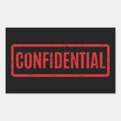 Konfidenzkleber mit schwarzem Stempel Rechteckiger Aufkleber (Vorderseite)