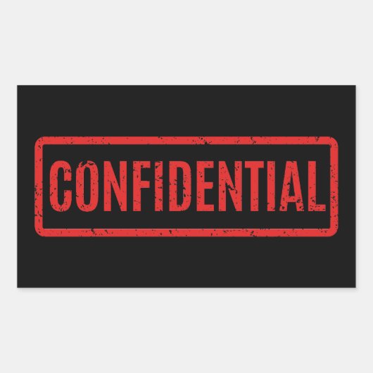 Konfidenzkleber mit schwarzem Stempel Rechteckiger Aufkleber (Vorderseite)