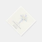 Konfirmation für sie, moderne blaue florale Kreuz Serviette (Ecke)