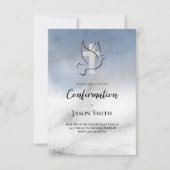 Konfirmation | Graublauer Marmor Einladung (Vorderseite)