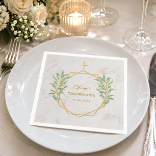 Konfirmation Grün Botanisch Gold Geometrisch Serviette