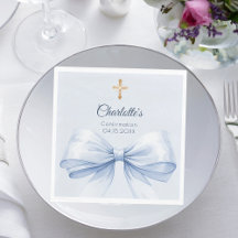 Konfirmation hellblaue Schleife Kreuz Mädchen Mitt