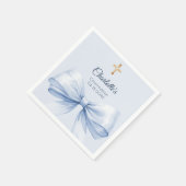 Konfirmation hellblaue Schleife Kreuz Mädchen Serviette (Ecke)