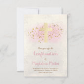Konfirmation | IMITATE Glitzer und rosa Aquarell Einladung (Vorderseite)