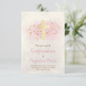 Konfirmation | IMITATE Glitzer und rosa Aquarell Einladung (Stehend Vorderseite)