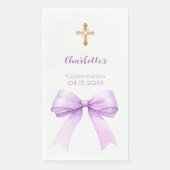 Konfirmation lila Schleife Kreuz Mädchen Serviette (Vorderseite)