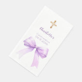 Konfirmation lila Schleife Kreuz Mädchen Serviette (Ecke)