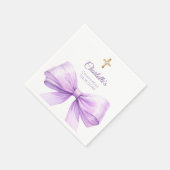 Konfirmation lila Schleife Kreuz Serviette (Ecke)