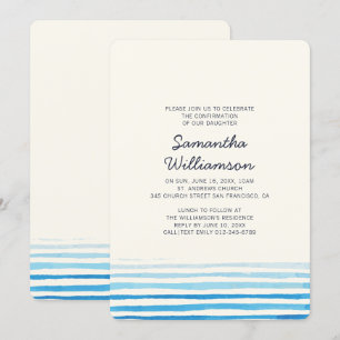 Konfirmation   Moderne Aquarellstreifen Einladung