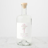 Konfirmation rosa Kreuz Alkoholflaschenetikett (Vorderseite)