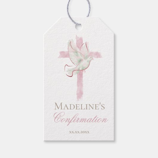 Konfirmation rosa Kreuz Geschenkanhänger (Vorderseite)