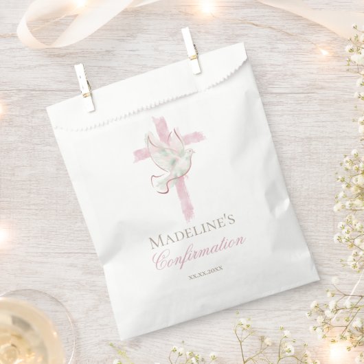 Konfirmation rosa Kreuz Geschenktütchen (Ausgeschnitten)