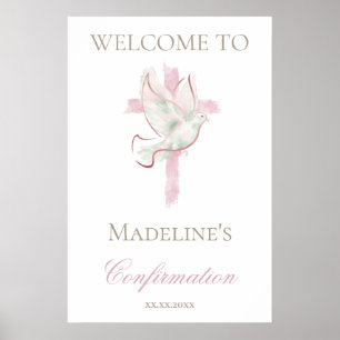Konfirmation rosa Kreuz Poster