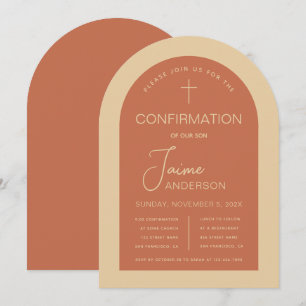 Konfirmation Terrakotta-Bogen Modern Geschlechtsne Einladung