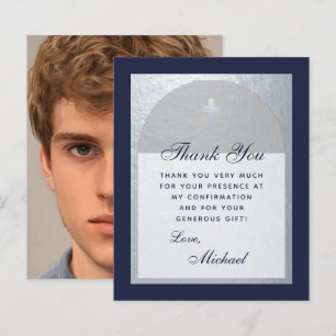 Konfirmations-Dankeskarten in Marineblau mit Bogen