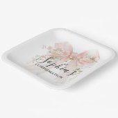 Konfirmations Mädchen Rosa Schleife Rosen Pappteller (Gewinkelt)