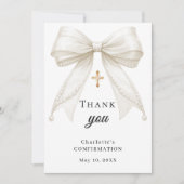 Konfirmations-Schleife weißer Elfenbeinperlen Dankeskarte (Vorderseite)