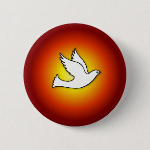 Konfirmations-Taube mit Gold, roten Strahlen Button