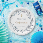 Konfirmationsblaue Girlande Pappteller (Party)