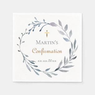 Konfirmationsblaue Girlande  Serviette