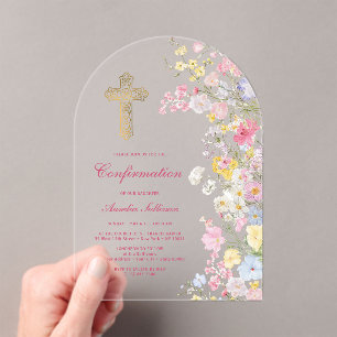 Konfirmationsbogen mit Wiesenblumen Acryleinladungen