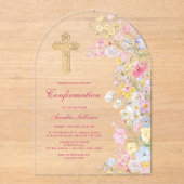 Konfirmationsbogen mit Wiesenblumen Acryleinladungen (Vorderseite)