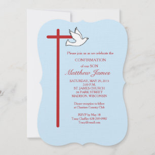 Konfirmationsfeier für Sohn mit Kreuz und Taube Bl Einladung