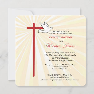 Konfirmationskarte für Jungen Kreuz Taube Goldene