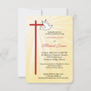 Konfirmationskarte für Jungen Kreuz Taube Goldene