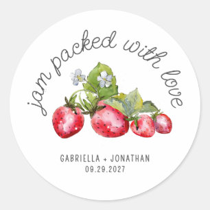 Konfitüre mit Liebe Erdbeeren Marmelade Gastgesche Runder Aufkleber