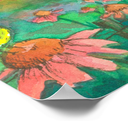 Konföderfeld Meadowlarks auf Zaun Poster (Ecke)