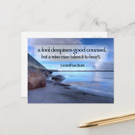 Konfuzius Inspiration Zitat "Good Counsel" Postkarte (Vorderseite/Rückseite Beispiel)