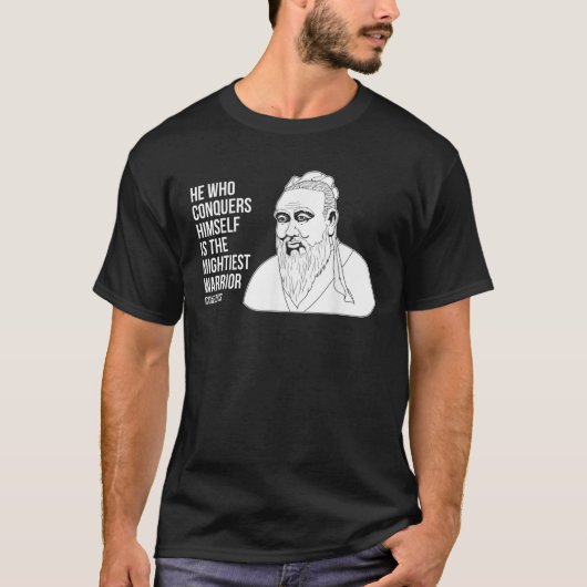 Konfuzius inspirierendes Zitat, wer sich erobert T-Shirt (Vorderseite)