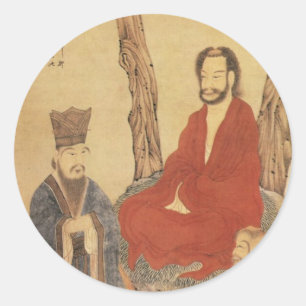 Konfuzius, Lao-tzu und buddhistisches Arhat Runder Aufkleber