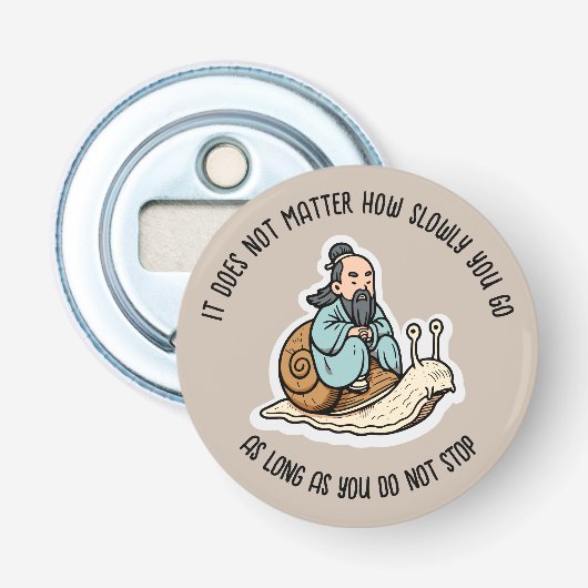 Konfuzius und Schnecke Flaschenöffner (Vorderseite)