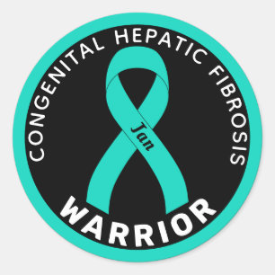 Kongenitale LeberFibrose Warrior Ribbon Black Runder Aufkleber