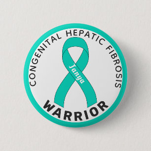 Kongenitale LeberFibrose Warrior Ribbon White Button