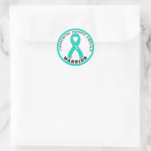 Kongenitale LeberFibrose Warrior Ribbon White Runder Aufkleber (Tasche)